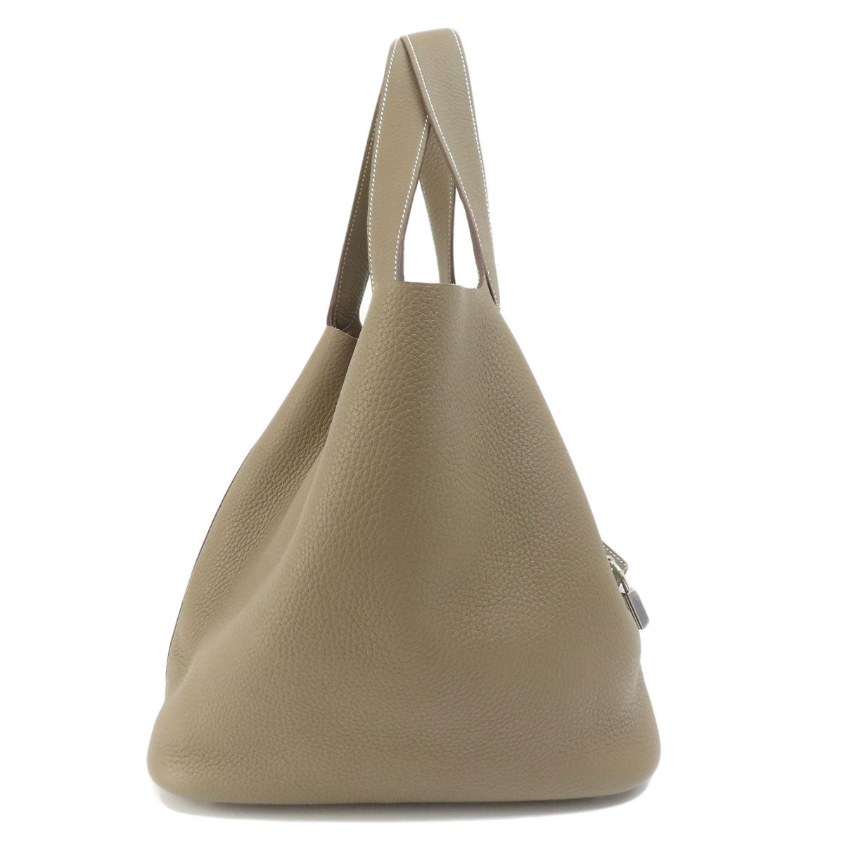 HERMES Handbag Taurillon Clemence Brown Picotin Lock GM Etoupe Etoupe SilverMetal