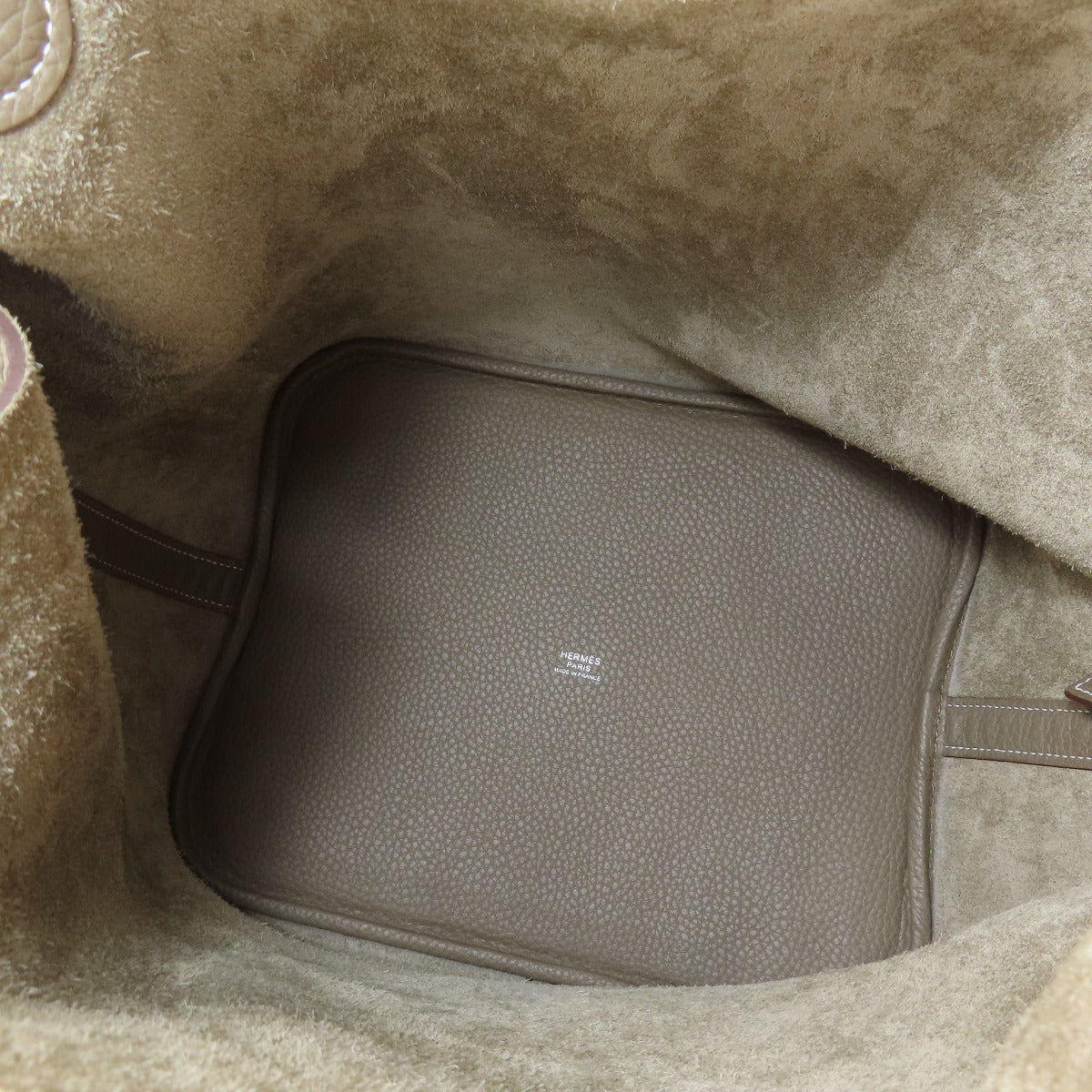 HERMES Handbag Taurillon Clemence Brown Picotin Lock GM Etoupe Etoupe SilverMetal