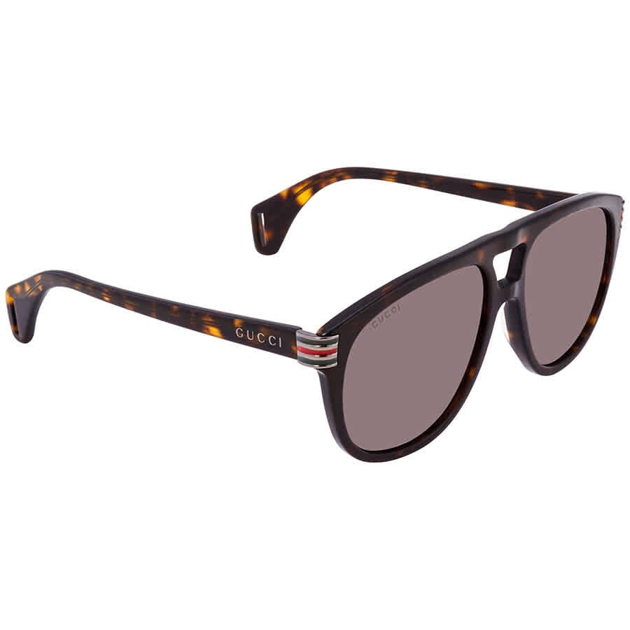 Gucci Web Logo Aviators in Havana Brown