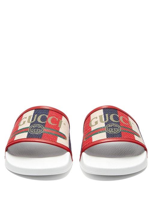 Gucci Sylvie Web Slide Sandals in White