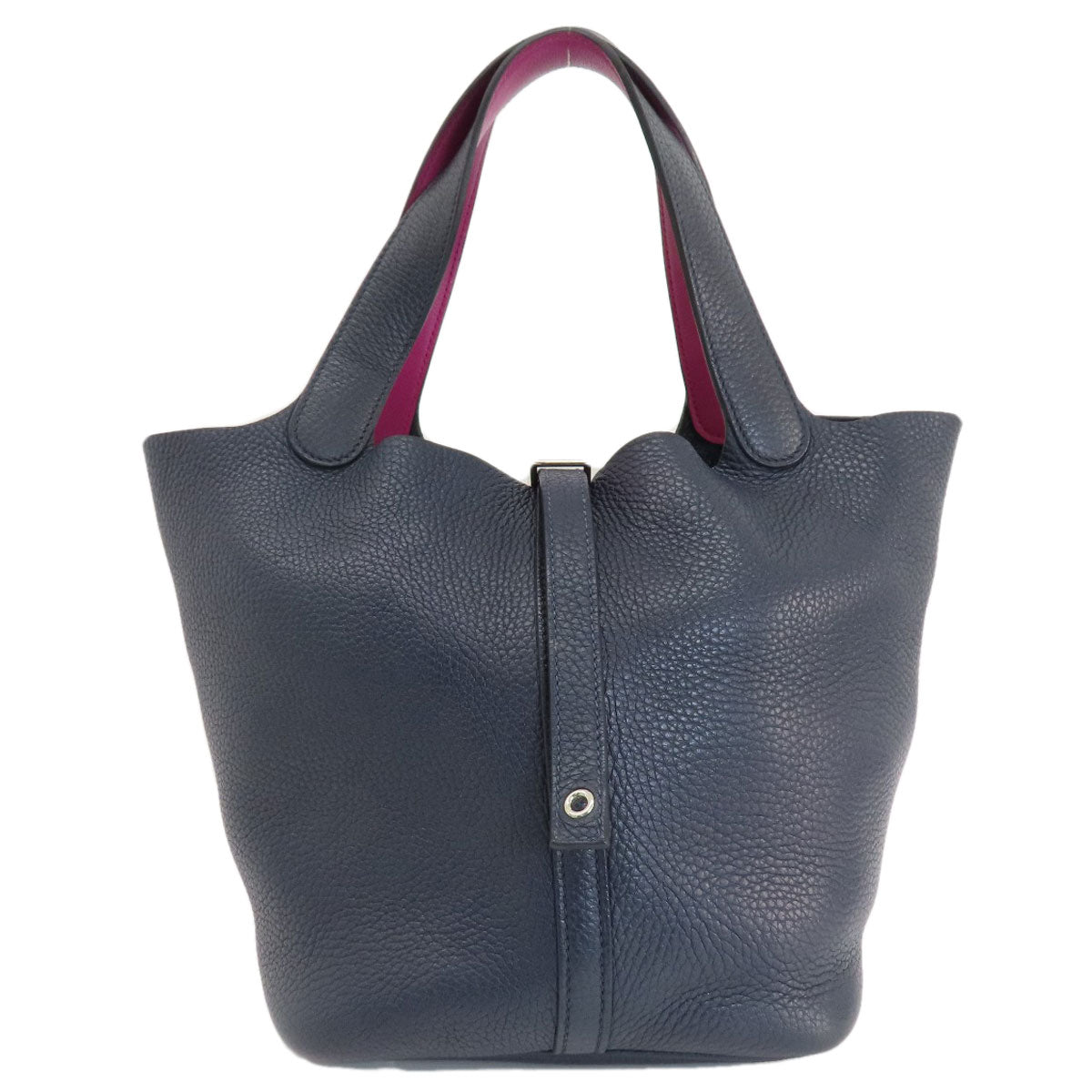 HERMES Handbag Taurillon Clemence blue Picotin Lock MM Blue Nuit Rose Purple SilverMetal