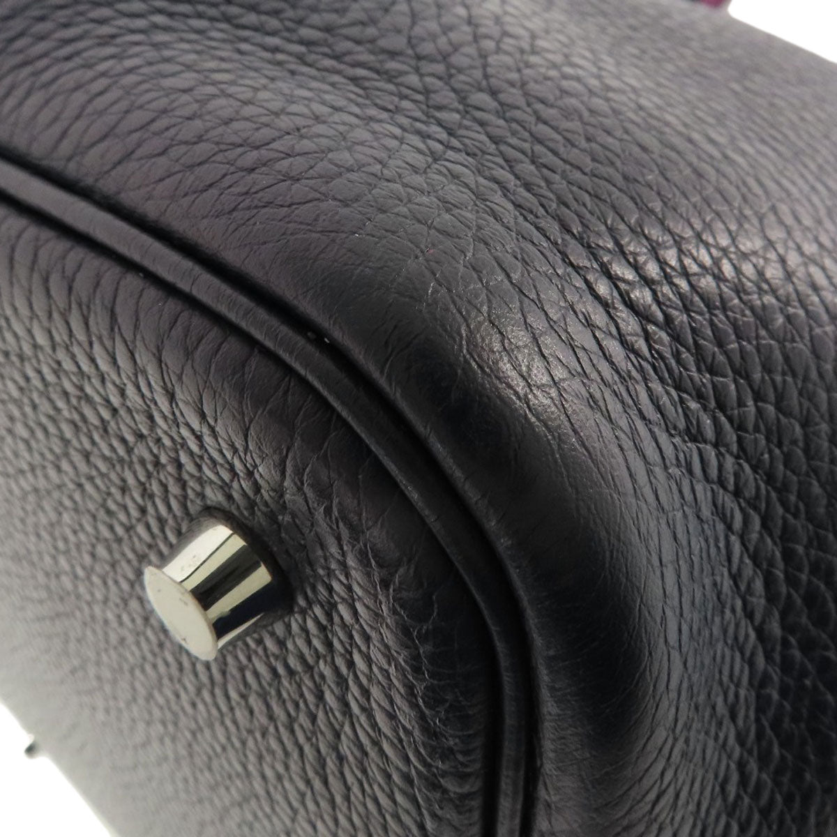 HERMES Handbag Taurillon Clemence blue Picotin Lock MM Blue Nuit Rose Purple SilverMetal