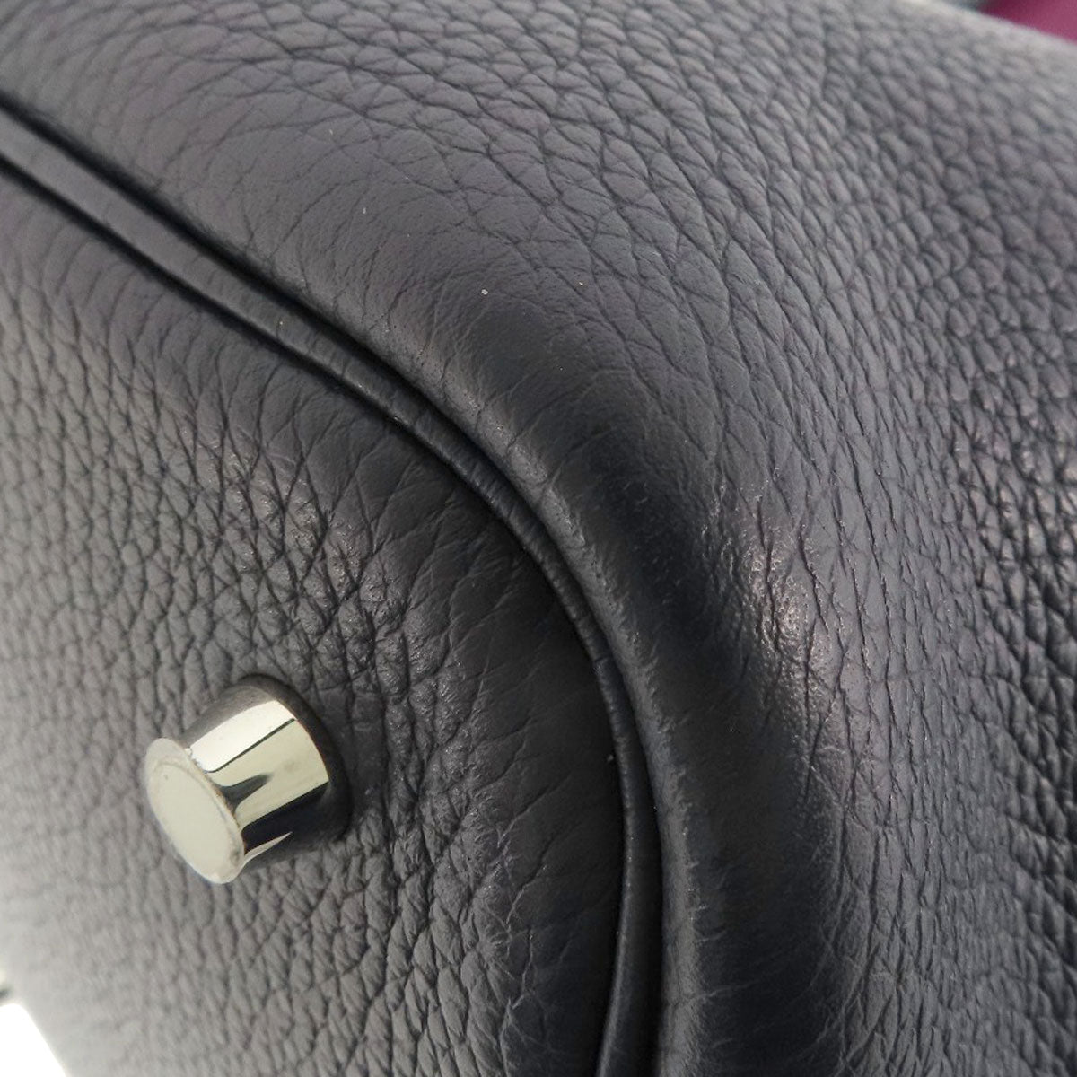 HERMES Handbag Taurillon Clemence blue Picotin Lock MM Blue Nuit Rose Purple SilverMetal