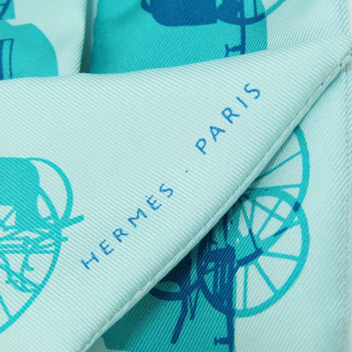 HERMES scarf silk green Twilly Women Used