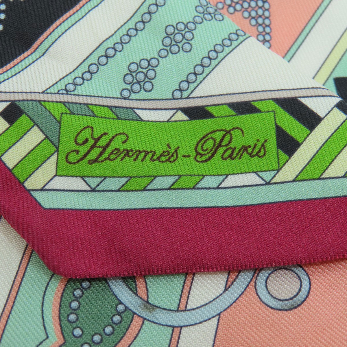 HERMES scarf silk green Twilly Scarf Silk Women Used