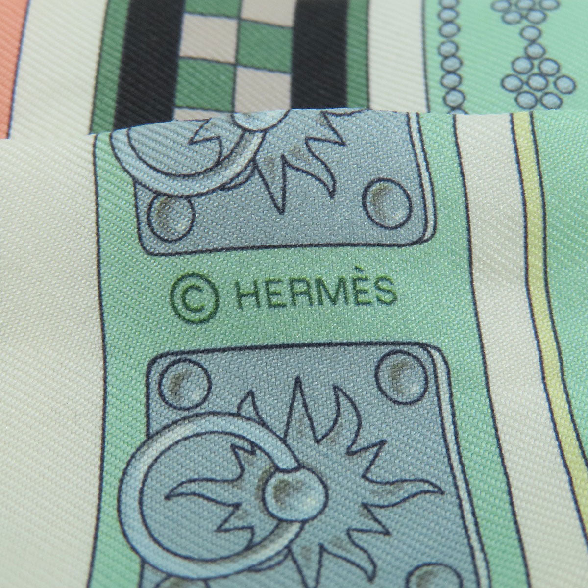 HERMES scarf silk green Twilly Scarf Silk Women Used