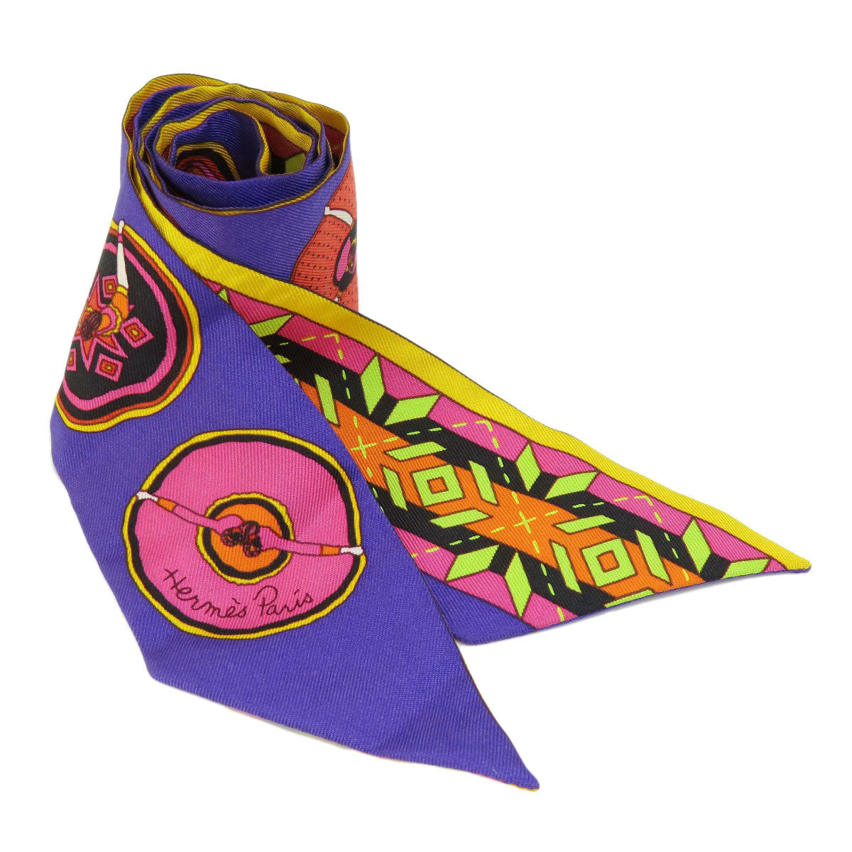 HERMES scarf silk purple Twilly Women Used