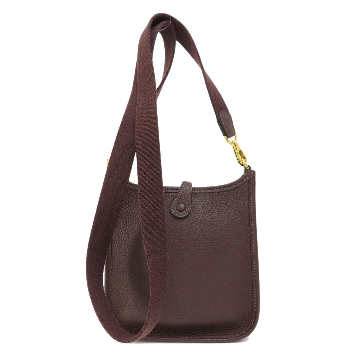 HERMES Shoulder Bag Taurillon Clemence Brown Evelyn TPM Brown Gold Metal Women Used