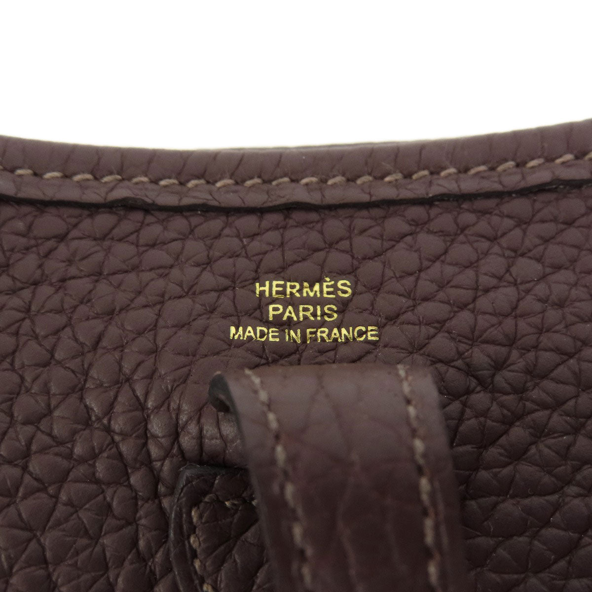 HERMES Shoulder Bag Taurillon Clemence Brown Evelyn TPM Brown Gold Metal Women Used
