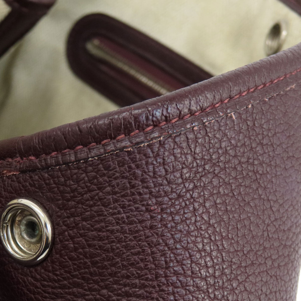 HERMES Handbag Taurillon Clemence Red Garden Party TPM Bordeaux SilverMetal Women Used