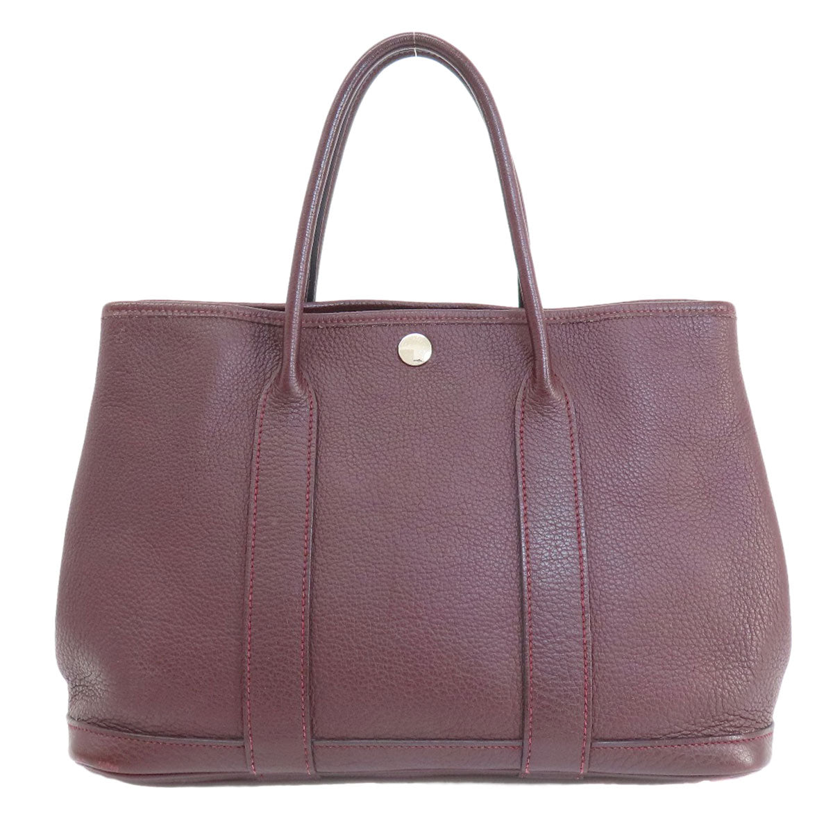HERMES Handbag Taurillon Clemence Red Garden Party TPM Bordeaux SilverMetal Women Used