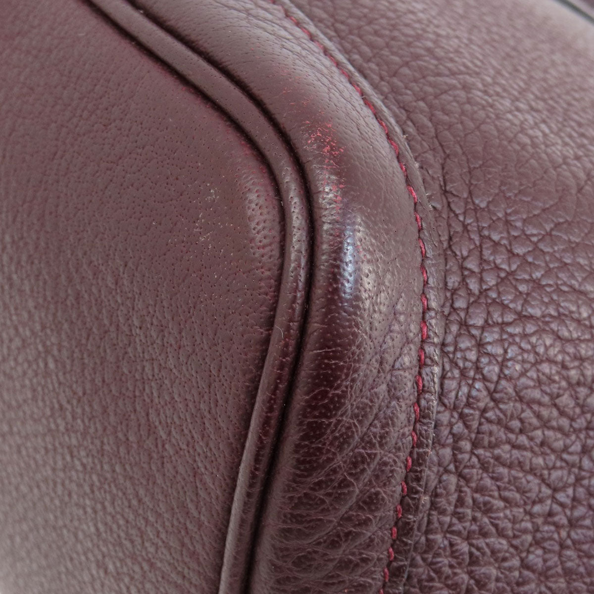 HERMES Handbag Taurillon Clemence Red Garden Party TPM Bordeaux SilverMetal Women Used