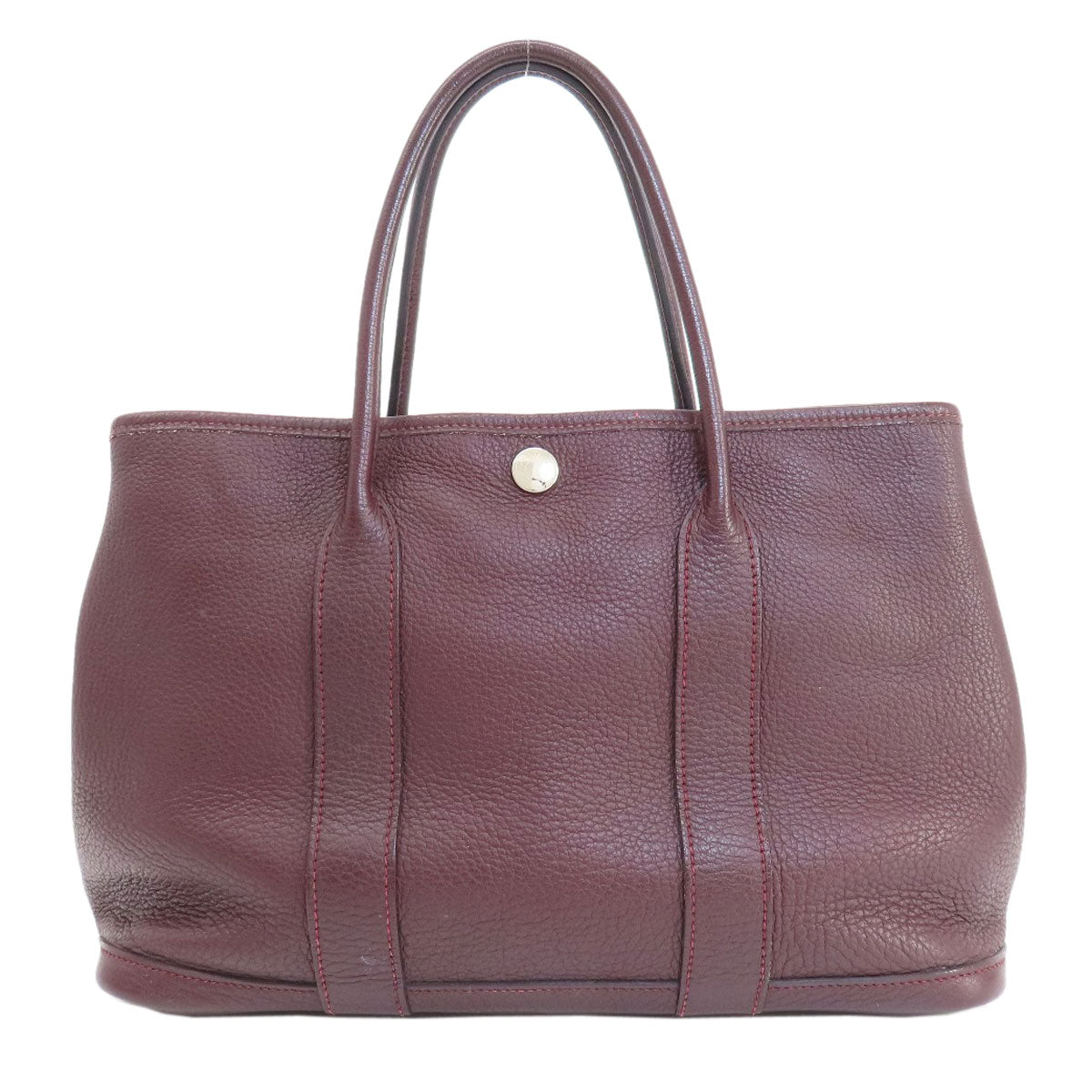 HERMES Handbag Taurillon Clemence Red Garden Party TPM Bordeaux SilverMetal Women Used