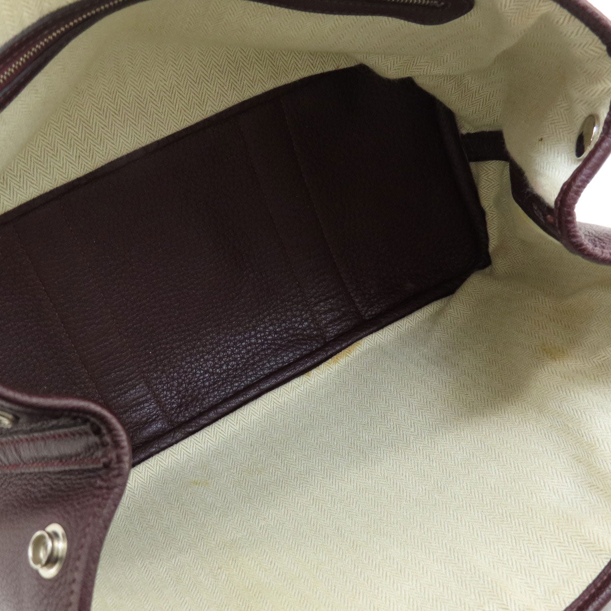 HERMES Handbag Taurillon Clemence Red Garden Party TPM Bordeaux SilverMetal Women Used