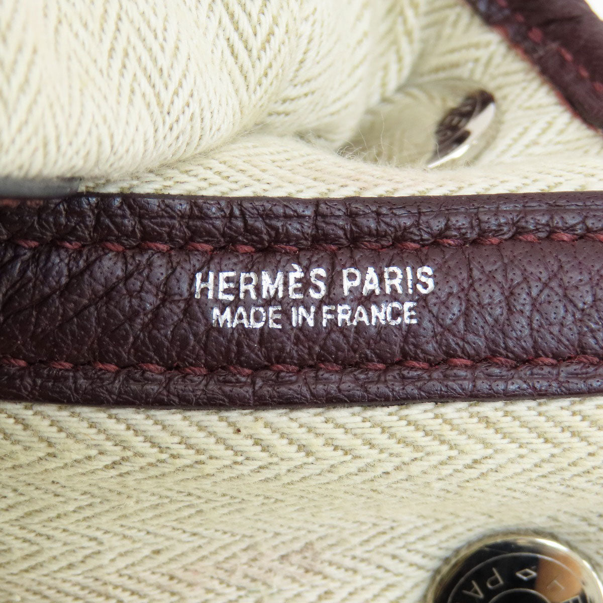 HERMES Handbag Taurillon Clemence Red Garden Party TPM Bordeaux SilverMetal Women Used