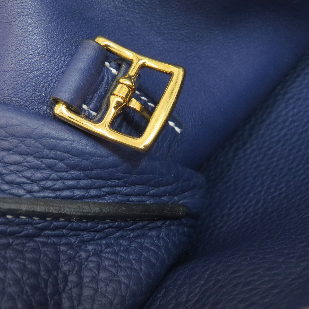 HERMES Shoulder Bag Taurillon Clemence Navy Arzan 31 Navy Gold Metal Women Used
