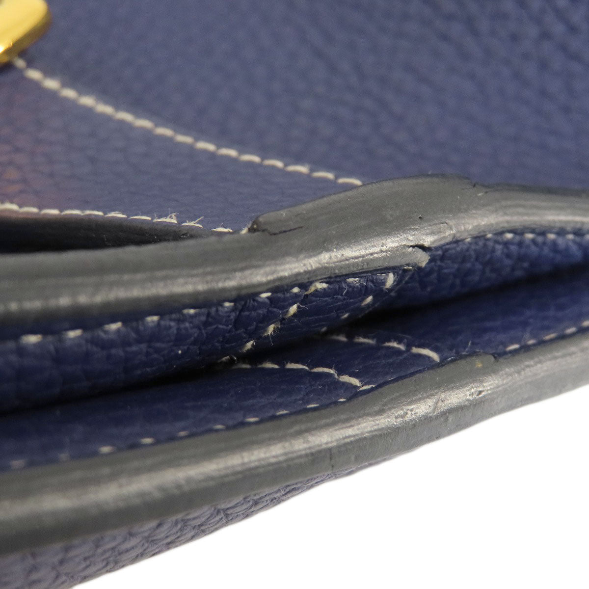 HERMES Shoulder Bag Taurillon Clemence Navy Arzan 31 Navy Gold Metal Women Used