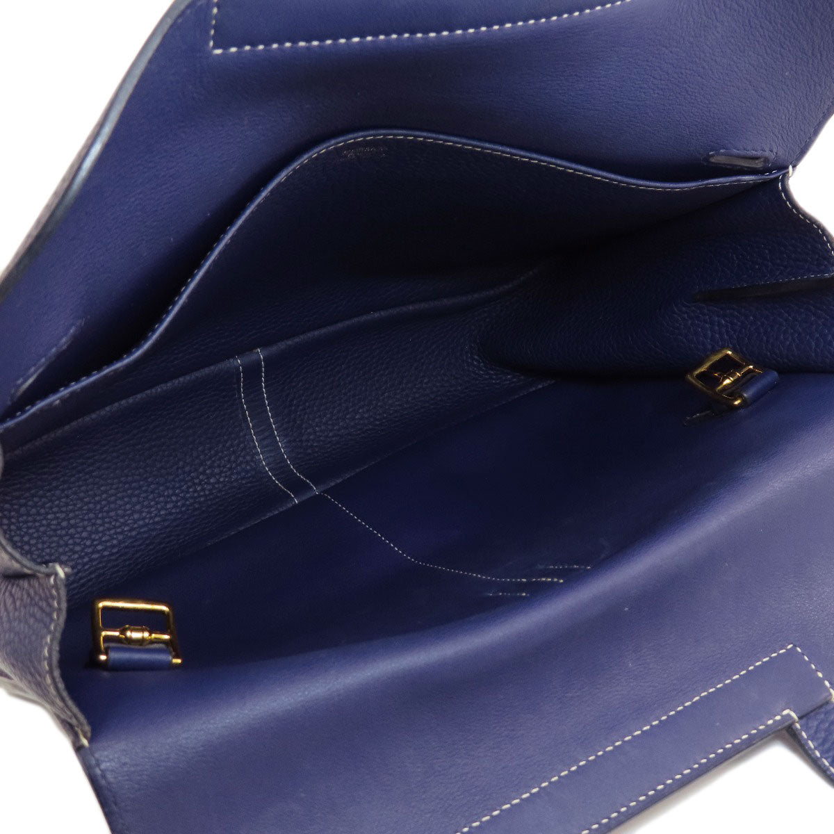 HERMES Shoulder Bag Taurillon Clemence Navy Arzan 31 Navy Gold Metal Women Used