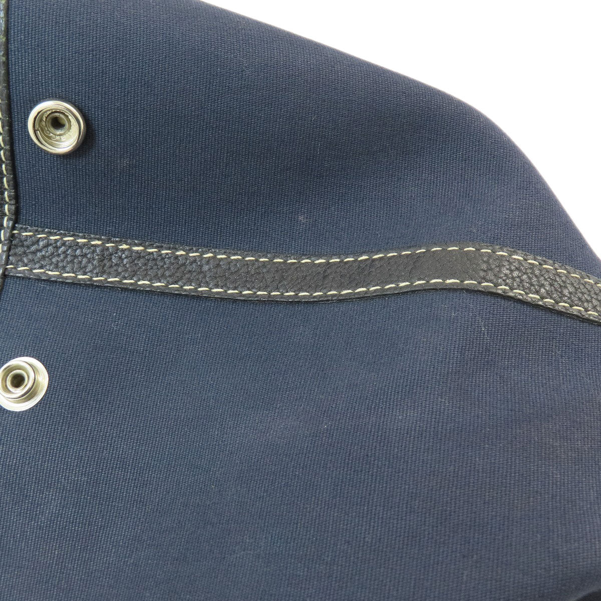 HERMES Tote Bag Towar Officche Navy Garden Party TPM Navy SilverMetal Women Used