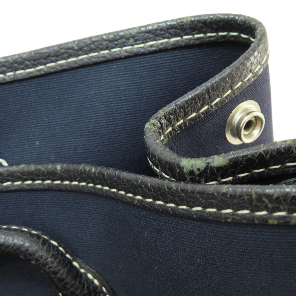 HERMES Tote Bag Towar Officche Navy Garden Party TPM Navy SilverMetal Women Used