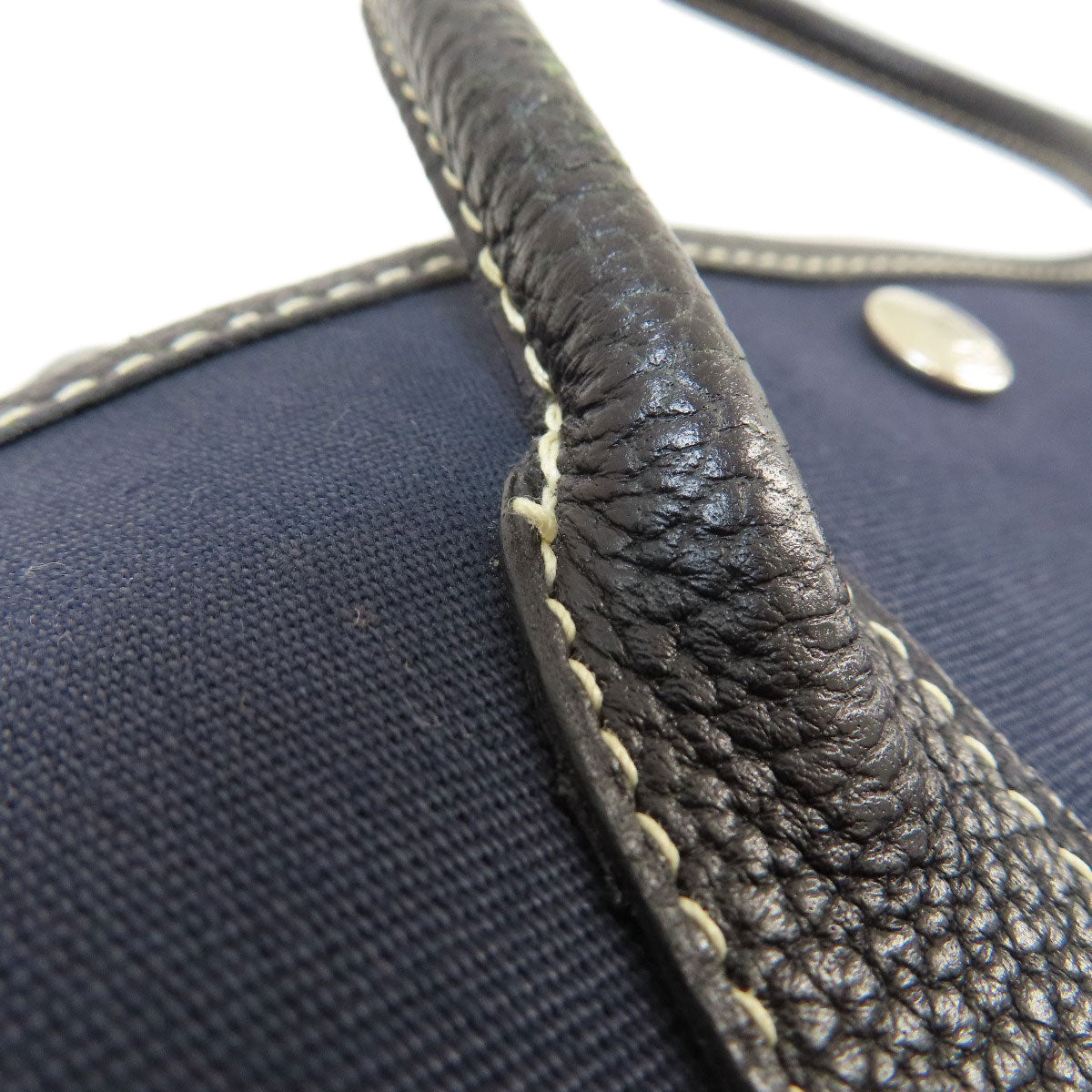 HERMES Tote Bag Towar Officche Navy Garden Party TPM Navy SilverMetal Women Used
