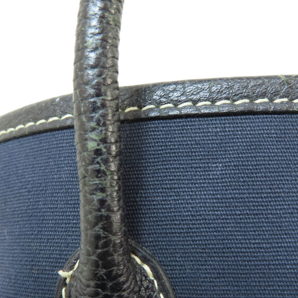 HERMES Tote Bag Towar Officche Navy Garden Party TPM Navy SilverMetal Women Used
