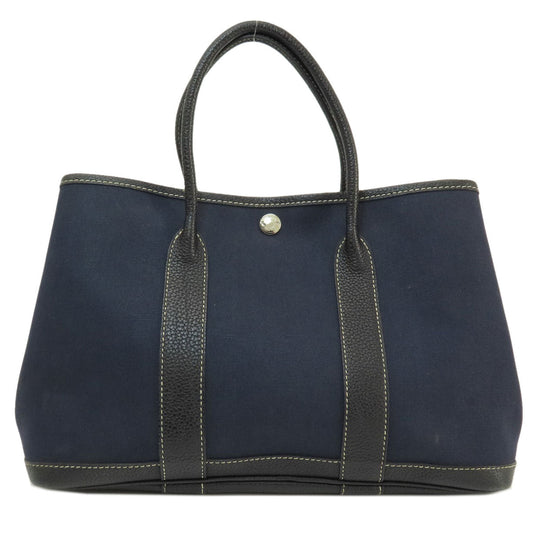 HERMES Tote Bag Towar Officche Navy Garden Party TPM Navy SilverMetal Women Used