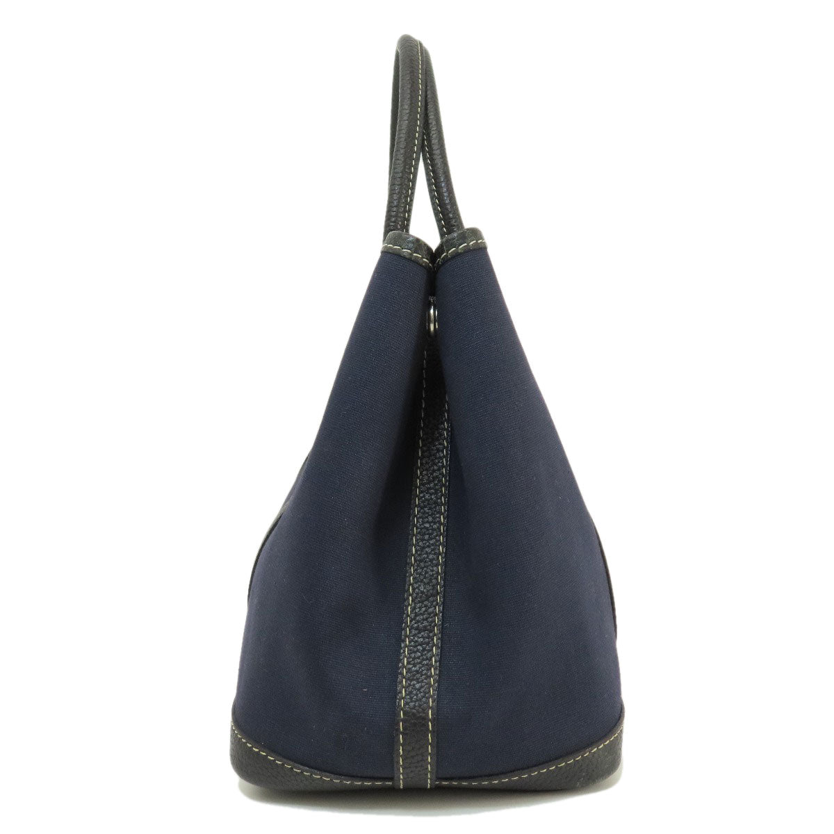 HERMES Tote Bag Towar Officche Navy Garden Party TPM Navy SilverMetal Women Used