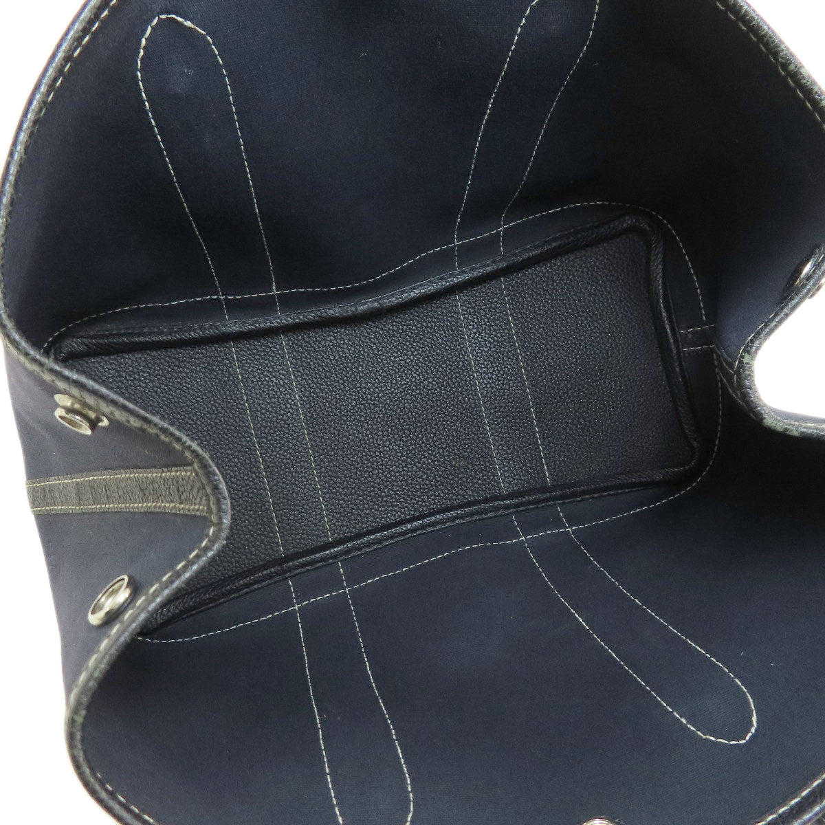 HERMES Tote Bag Towar Officche Navy Garden Party TPM Navy SilverMetal Women Used