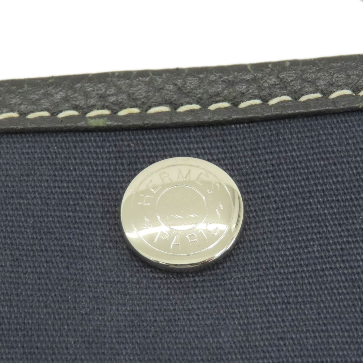 HERMES Tote Bag Towar Officche Navy Garden Party TPM Navy SilverMetal Women Used