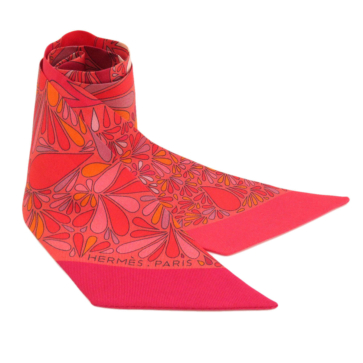 HERMES scarf silk Red Twilly Women Used