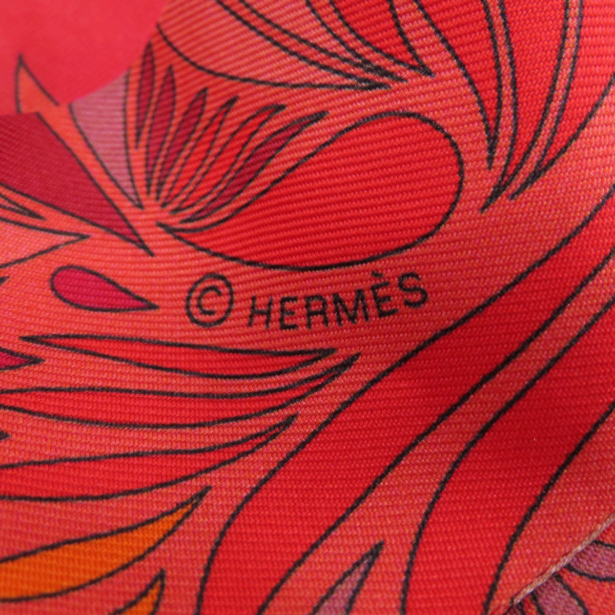 HERMES scarf silk Red Twilly Women Used