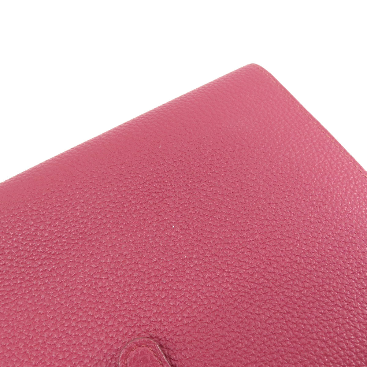 HERMES Long Wallet Purse Togo Red Dogon GM Silver Metal