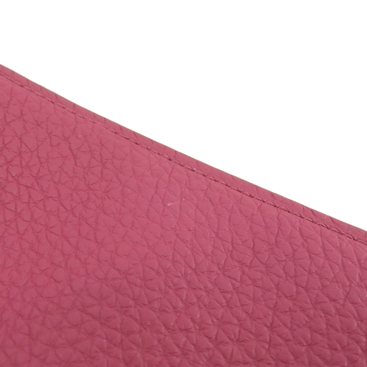 HERMES Long Wallet Purse Togo Red Dogon GM Silver Metal