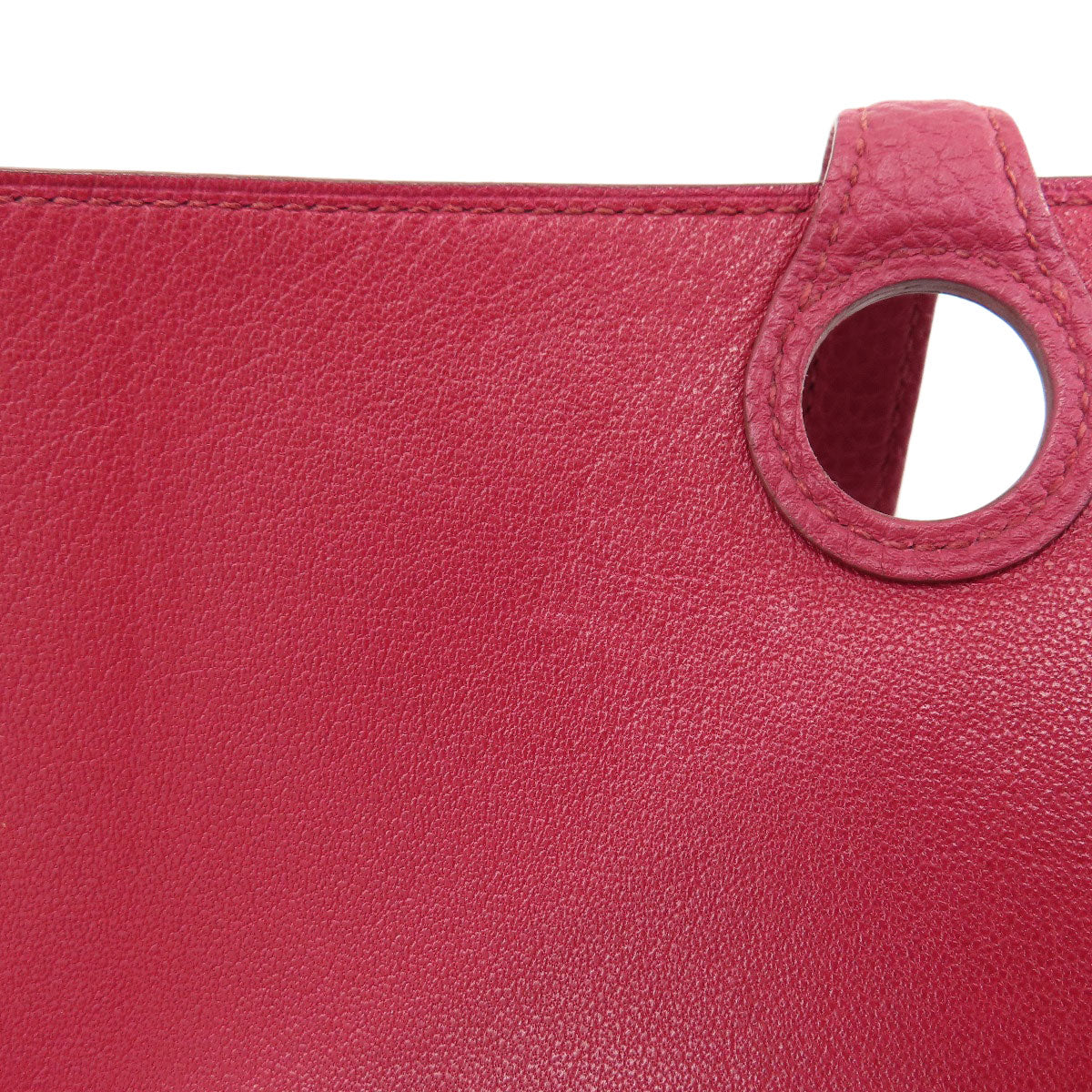 HERMES Long Wallet Purse Togo Red Dogon GM Silver Metal