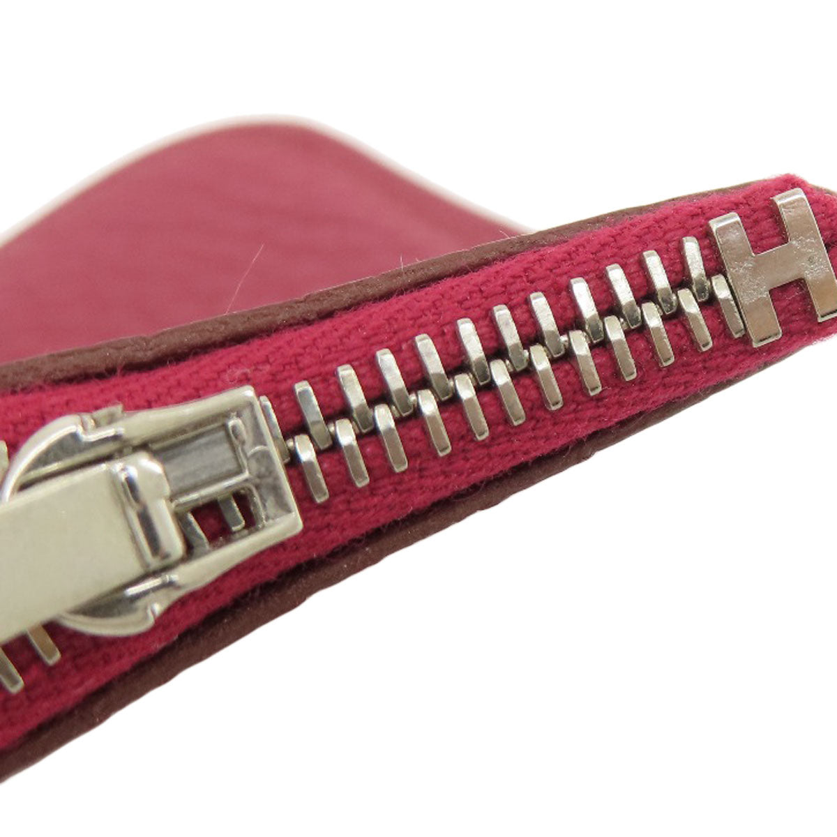 HERMES Long Wallet Purse Togo Red Dogon GM Silver Metal
