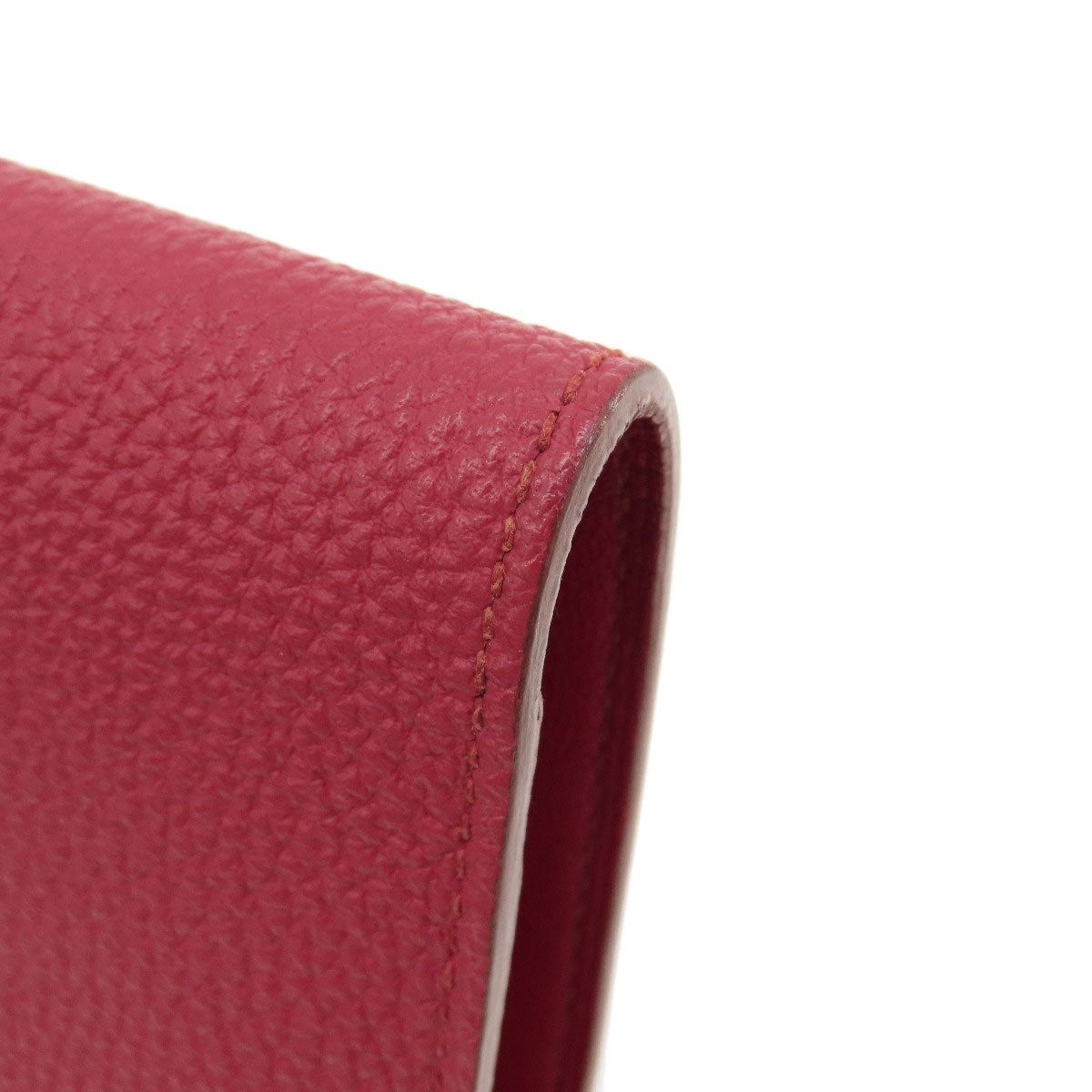 HERMES Long Wallet Purse Togo Red Dogon GM Silver Metal