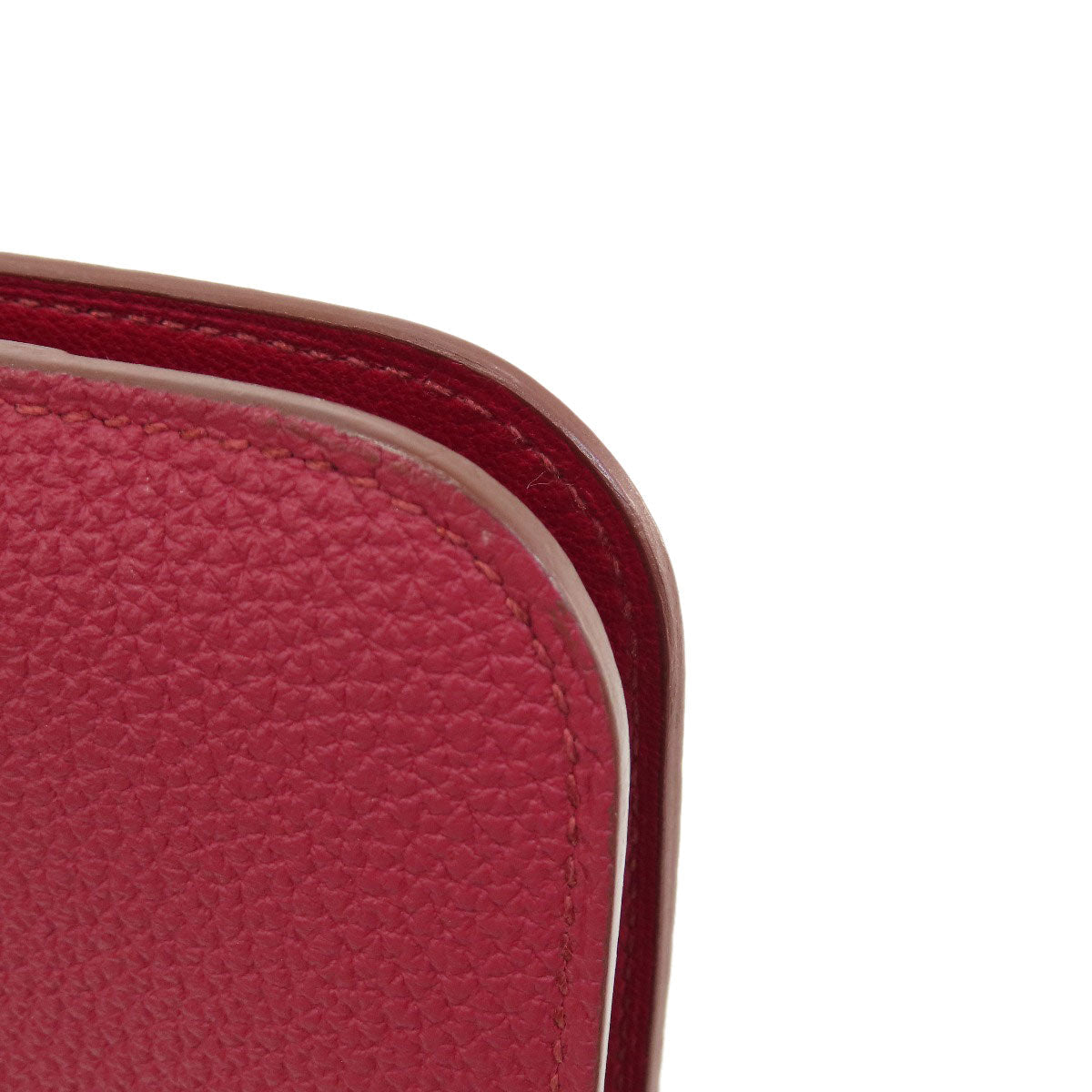 HERMES Long Wallet Purse Togo Red Dogon GM Silver Metal
