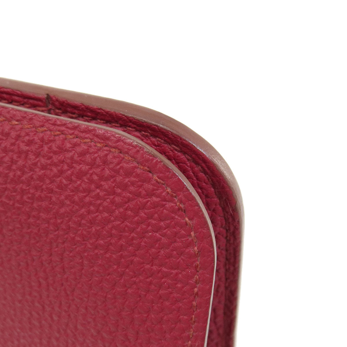 HERMES Long Wallet Purse Togo Red Dogon GM Silver Metal