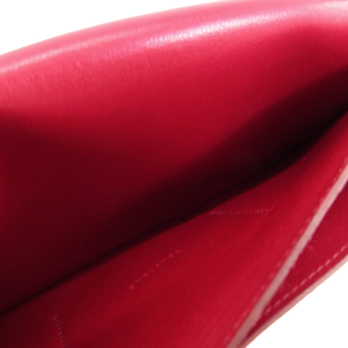 HERMES Long Wallet Purse Togo Red Dogon GM Silver Metal