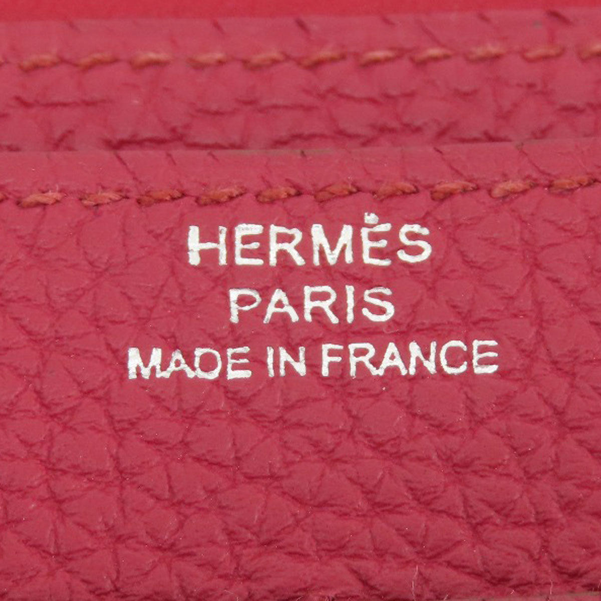 HERMES Long Wallet Purse Togo Red Dogon GM Silver Metal