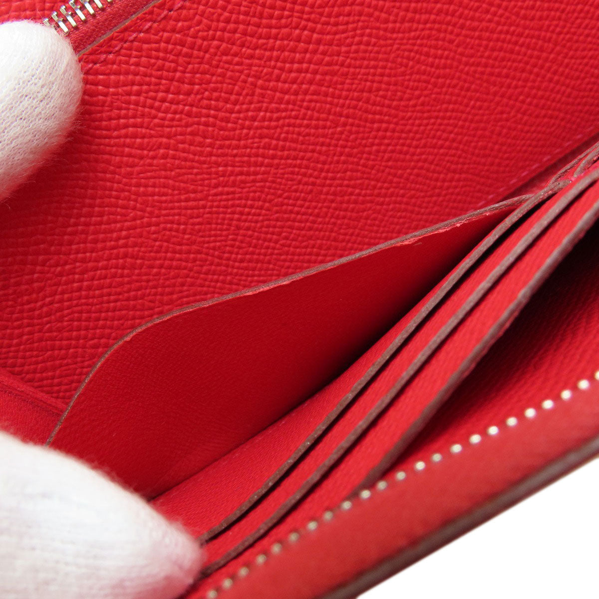 HERMES Long Wallet Purse Epsom Red Azap Long Red SilverMetal