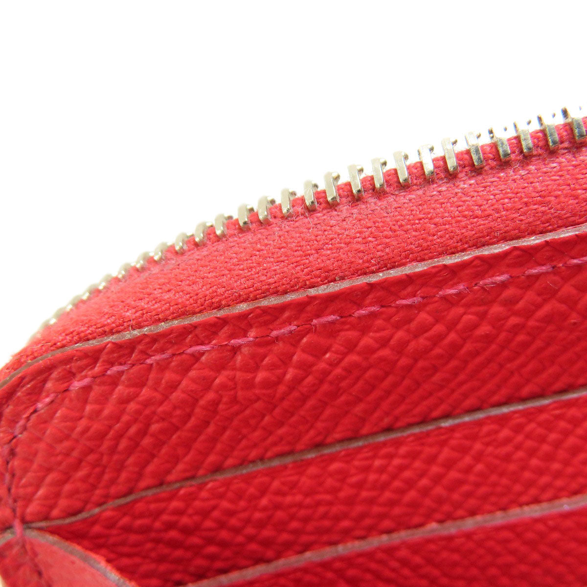 HERMES Long Wallet Purse Epsom Red Azap Long Red SilverMetal