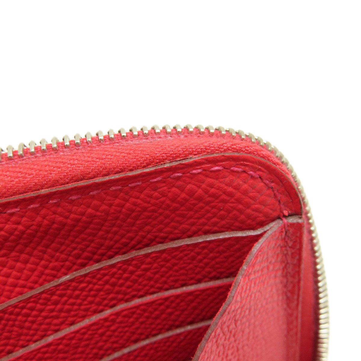 HERMES Long Wallet Purse Epsom Red Azap Long Red SilverMetal