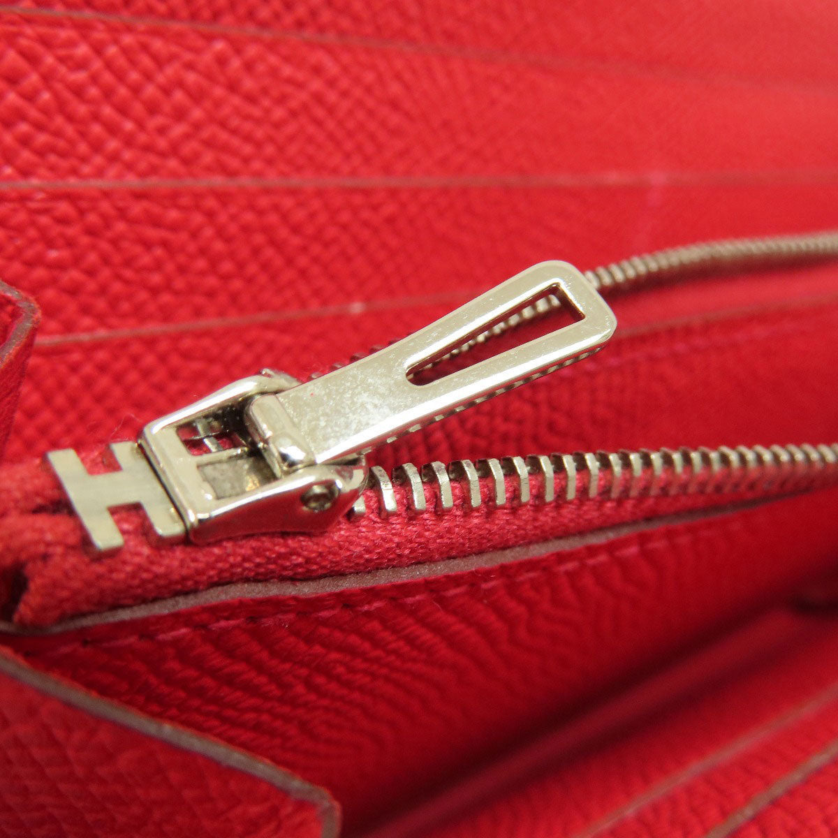 HERMES Long Wallet Purse Epsom Red Azap Long Red SilverMetal
