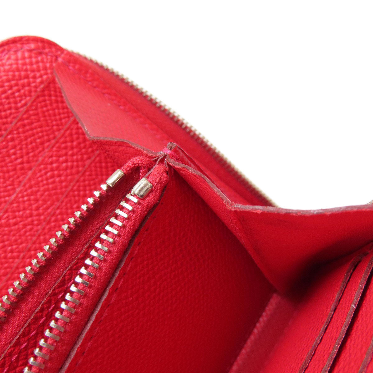 HERMES Long Wallet Purse Epsom Red Azap Long Red SilverMetal