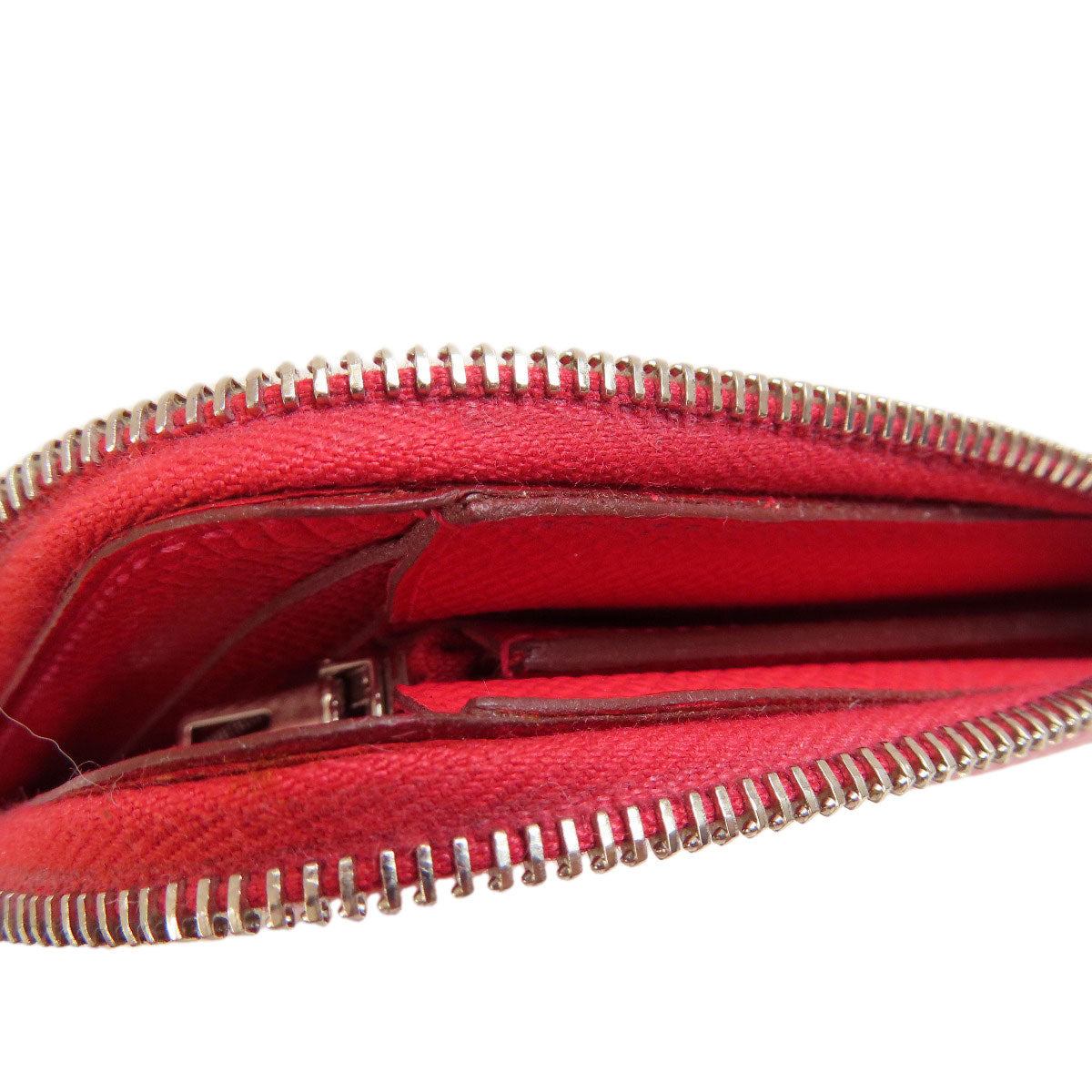 HERMES Long Wallet Purse Epsom Red Azap Long Red SilverMetal