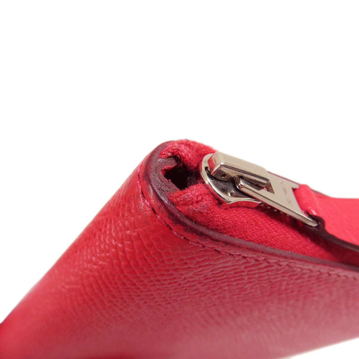 HERMES Long Wallet Purse Epsom Red Azap Long Red SilverMetal