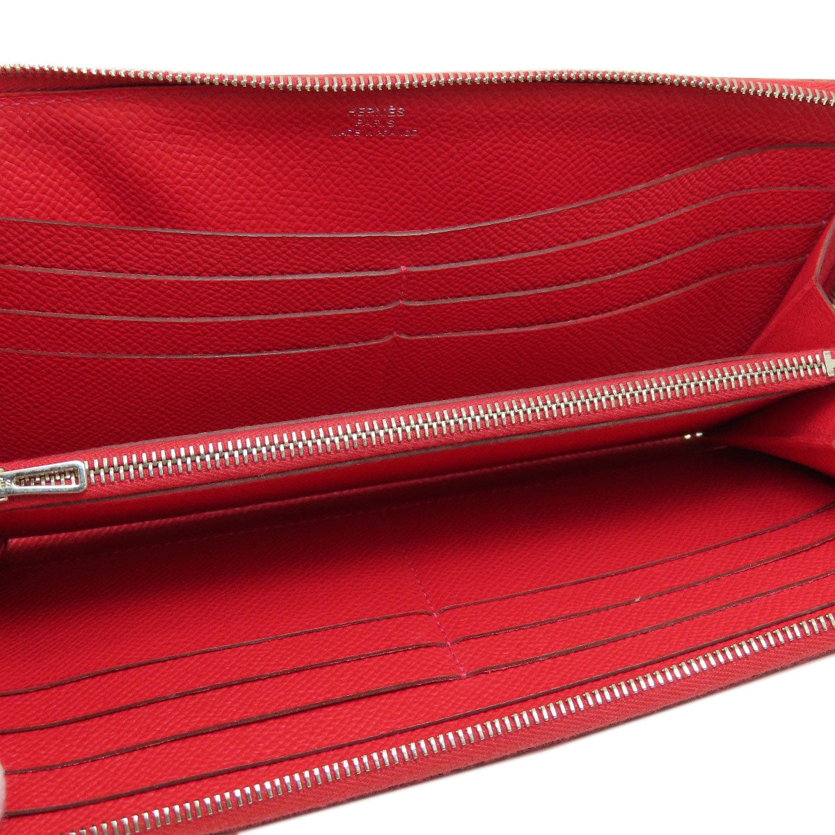 HERMES Long Wallet Purse Epsom Red Azap Long Red SilverMetal