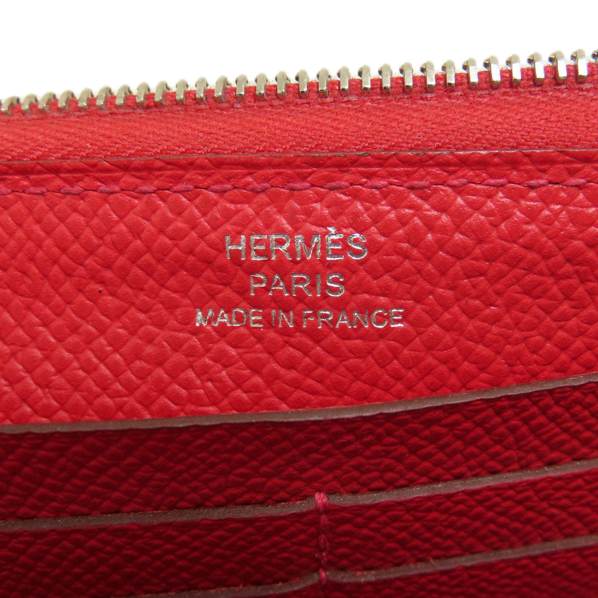 HERMES Long Wallet Purse Epsom Red Azap Long Red SilverMetal